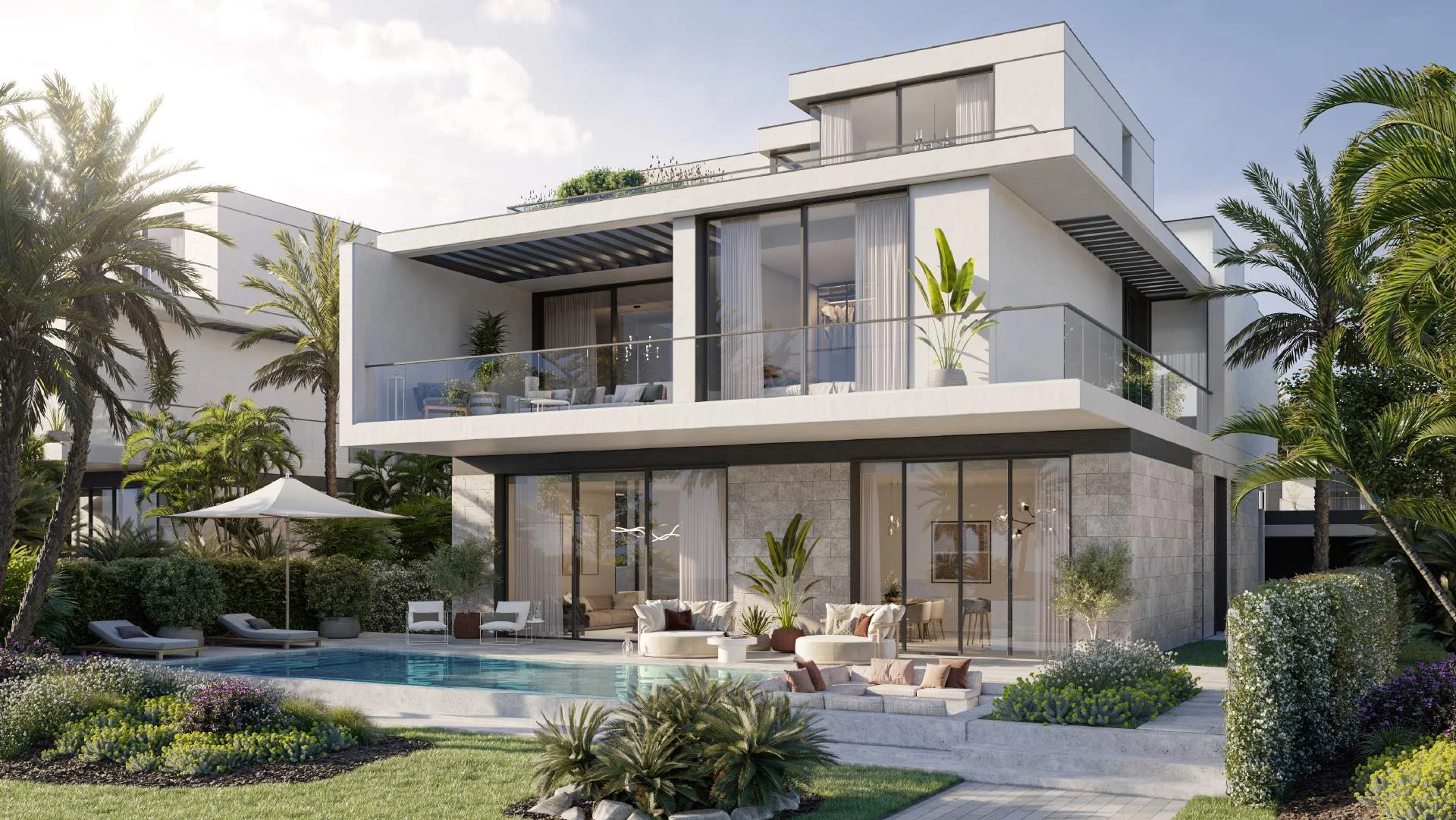 Contemporary Bay Villas residence with private pool and garden